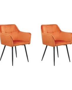 Esszimmerstuhl Samtstoff Orange 2Er Set Jasmin