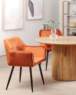 Esszimmerstuhl Samtstoff Orange 2Er Set Jasmin