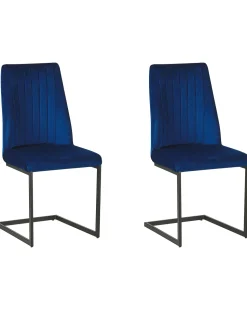 Esszimmerstuhl Samtstoff Kobaltblau 2Er Set Lavonia