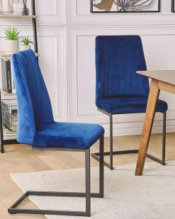 Esszimmerstuhl Samtstoff Kobaltblau 2Er Set Lavonia