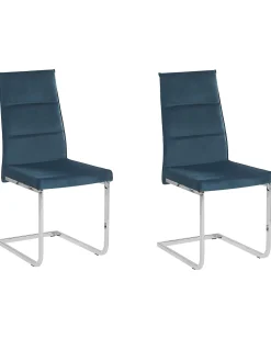 Esszimmerstuhl Samtstoff Blau 2Er Set Rockford