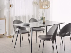 Esszimmerstuhl Samtstoff Grau 2Er Set Covelo