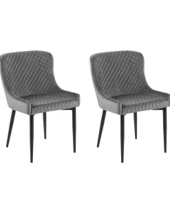 Esszimmerstuhl Samtstoff Grau 2Er Set Solano