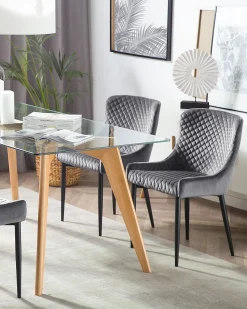 Esszimmerstuhl Samtstoff Grau 2Er Set Solano