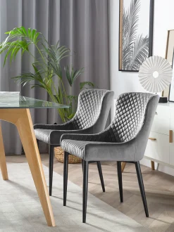 Esszimmerstuhl Samtstoff Grau 2Er Set Solano