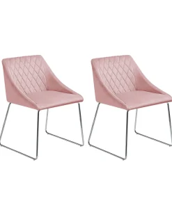 Esszimmerstuhl Samtstoff Rosa 2Er Set Arcata