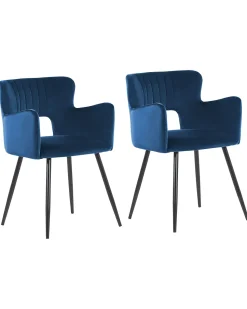 Esszimmerstuhl Samtstoff Blau 2Er Set Sanilac