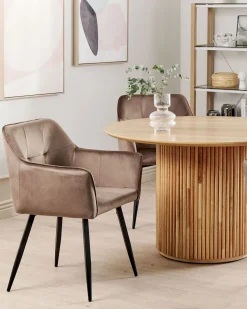 Esszimmerstuhl Samtstoff Braun 2Er Set Jasmin