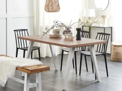 Esszimmertisch Heller Holzfarbton / Weis 150 X 90 Cm Lenister