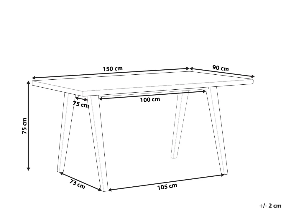 Esszimmertisch Heller Holzfarbton / Weis 150 X 90 Cm Lenister
