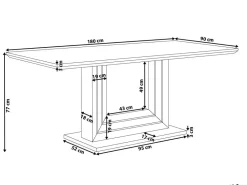 Esszimmertisch Weis Edelstahl 180 X 90 Cm Kalona