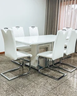 Esszimmertisch Weis Edelstahl 180 X 90 Cm Kalona