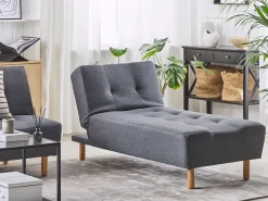 Fabric Chaise Lounge Grey Alsten