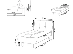 Fabric Chaise Lounge Grey Alsten