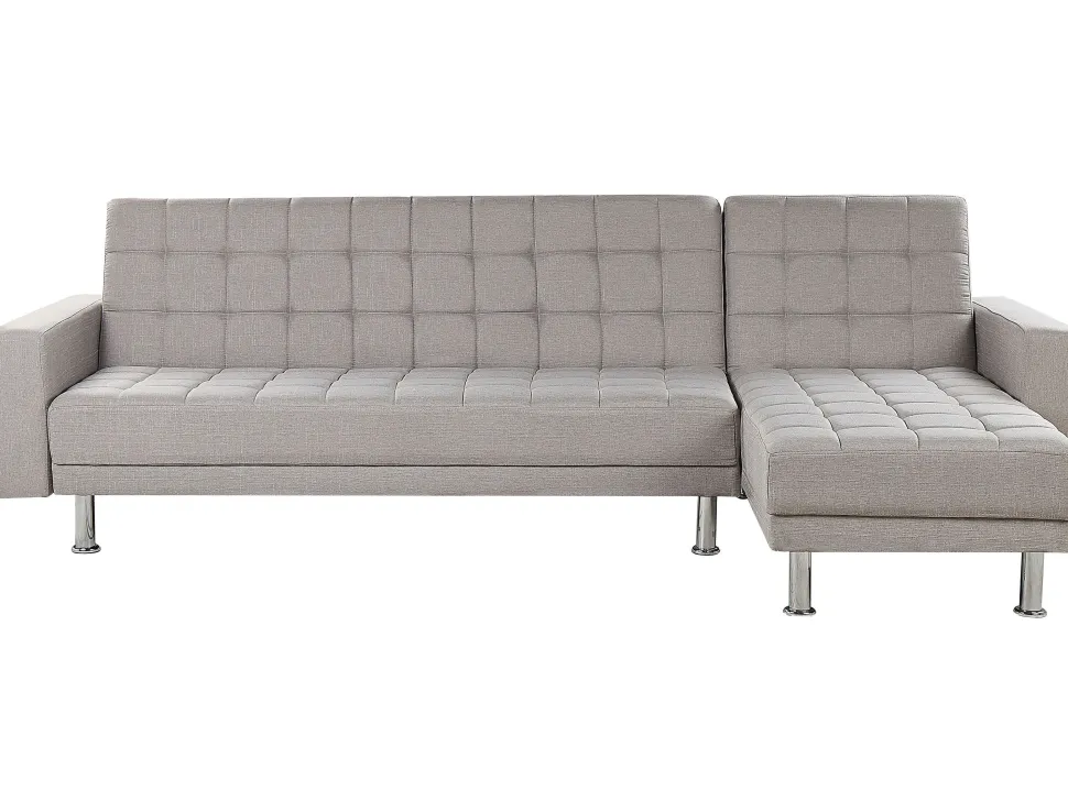Fabric Corner Sofa Bed Light Grey Nesset
