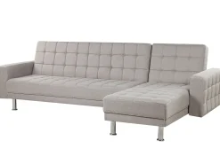 Fabric Corner Sofa Bed Light Grey Nesset