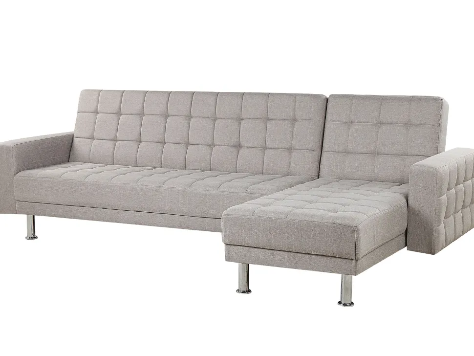 Fabric Corner Sofa Bed Light Grey Nesset