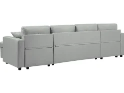 Fabric Corner Sofa Bed With Storage Light Grey Sommen