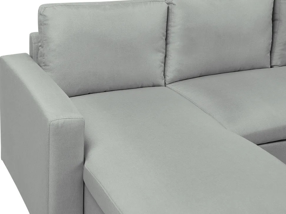Fabric Corner Sofa Bed With Storage Light Grey Sommen