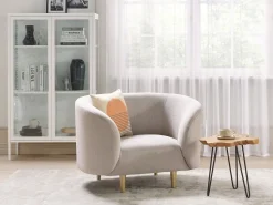 Fabric Living Room Set Beige And Gold Loen
