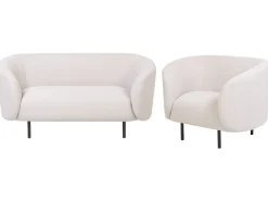 Fabric Living Room Set Beige Loen