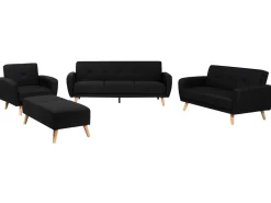 Fabric Living Room Set Black Florli