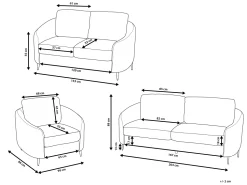 Fabric Living Room Set Grey Trosa
