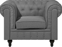 Fabric Living Room Set Grey Chesterfield Big