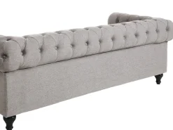 Fabric Living Room Set Light Grey Chesterfield