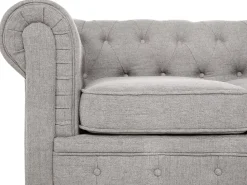 Fabric Living Room Set Light Grey Chesterfield