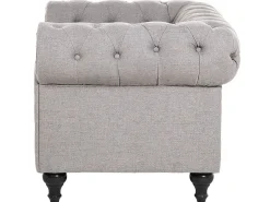 Fabric Living Room Set Light Grey Chesterfield