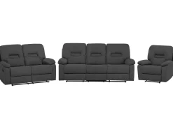 Fabric Manual Recliner Living Room Set Grey Bergen
