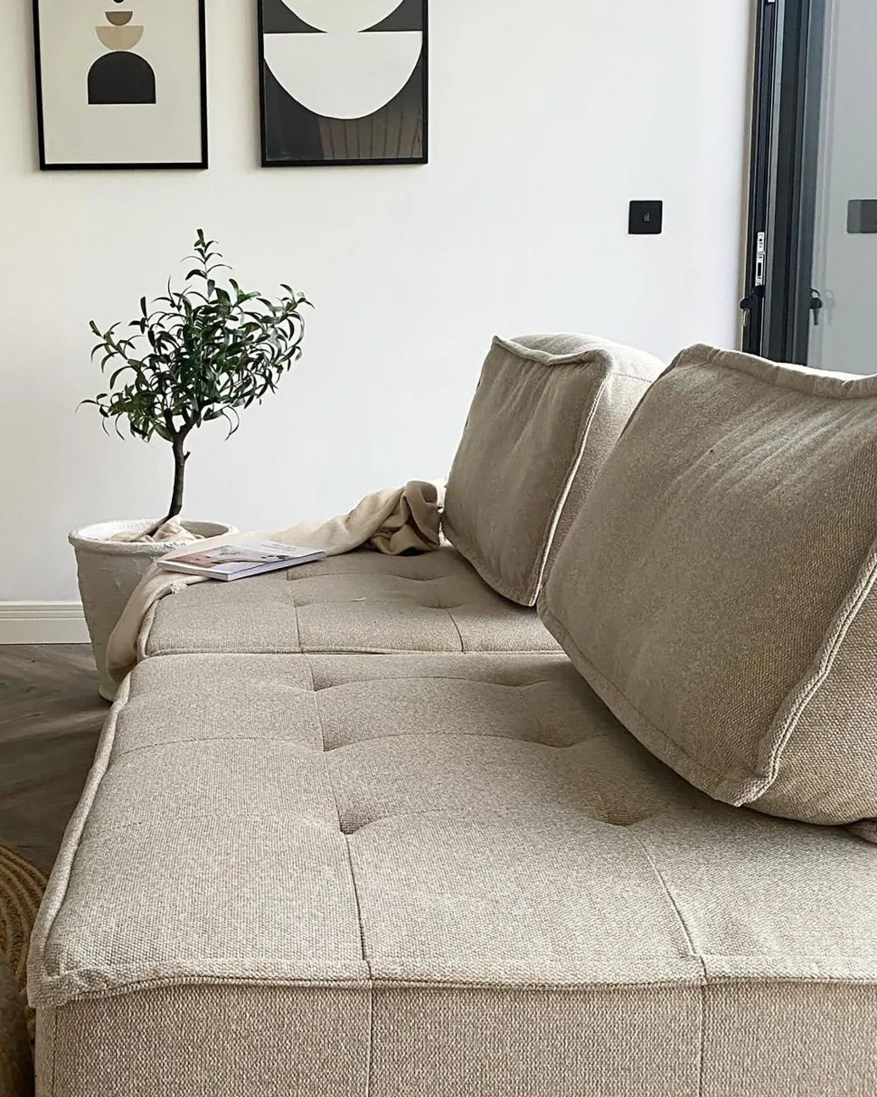 Fabric 1-Seat Section Beige Tibro