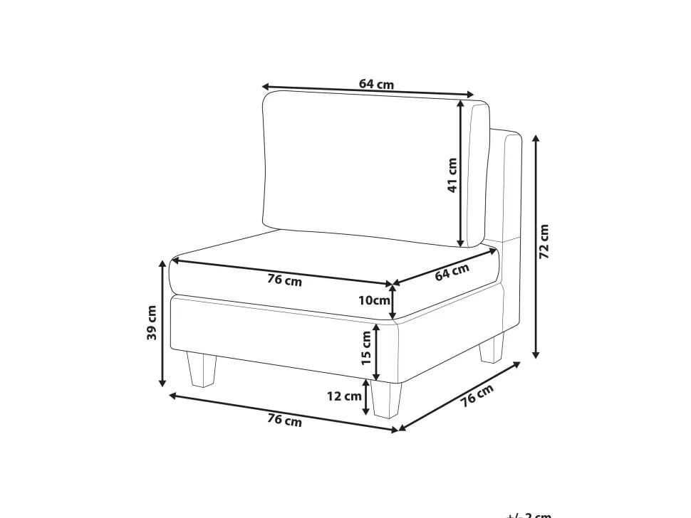 Fabric 1-Seat Section Black Fevik