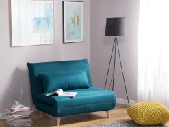 Fabric Single Sofa Bed Blue Setten
