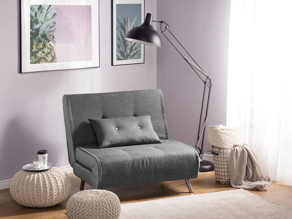 Fabric Single Sofa Bed Grey Farris