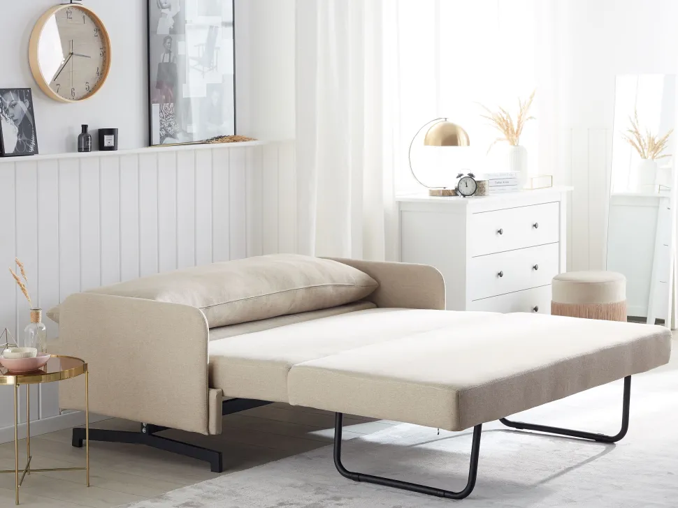 Fabric Sofa Bed Beige Belfast