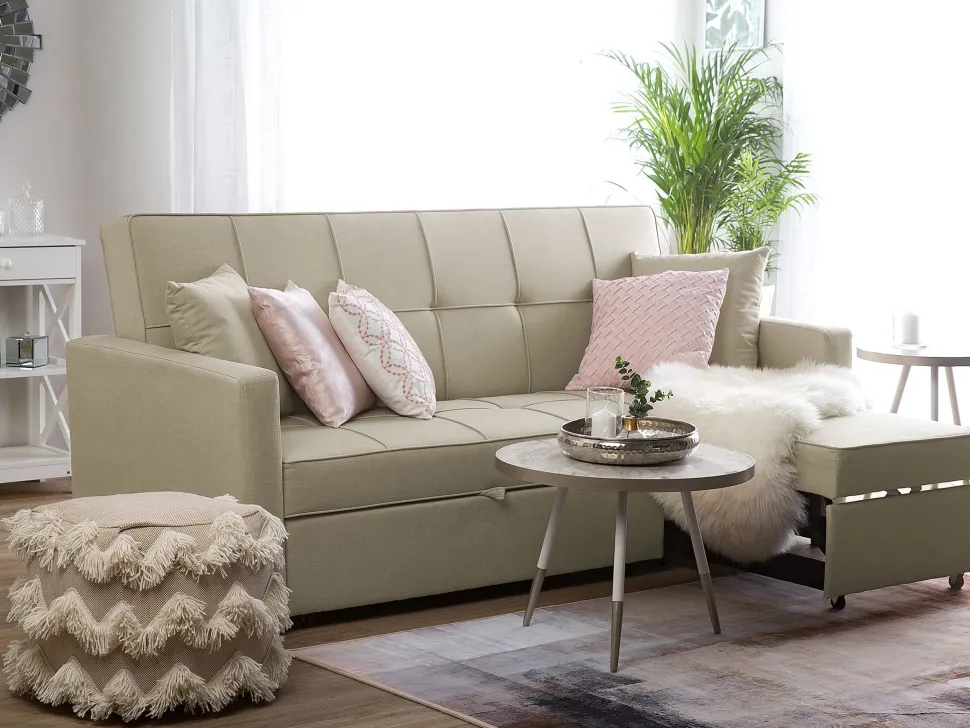 Fabric Sofa Bed Beige Glomma