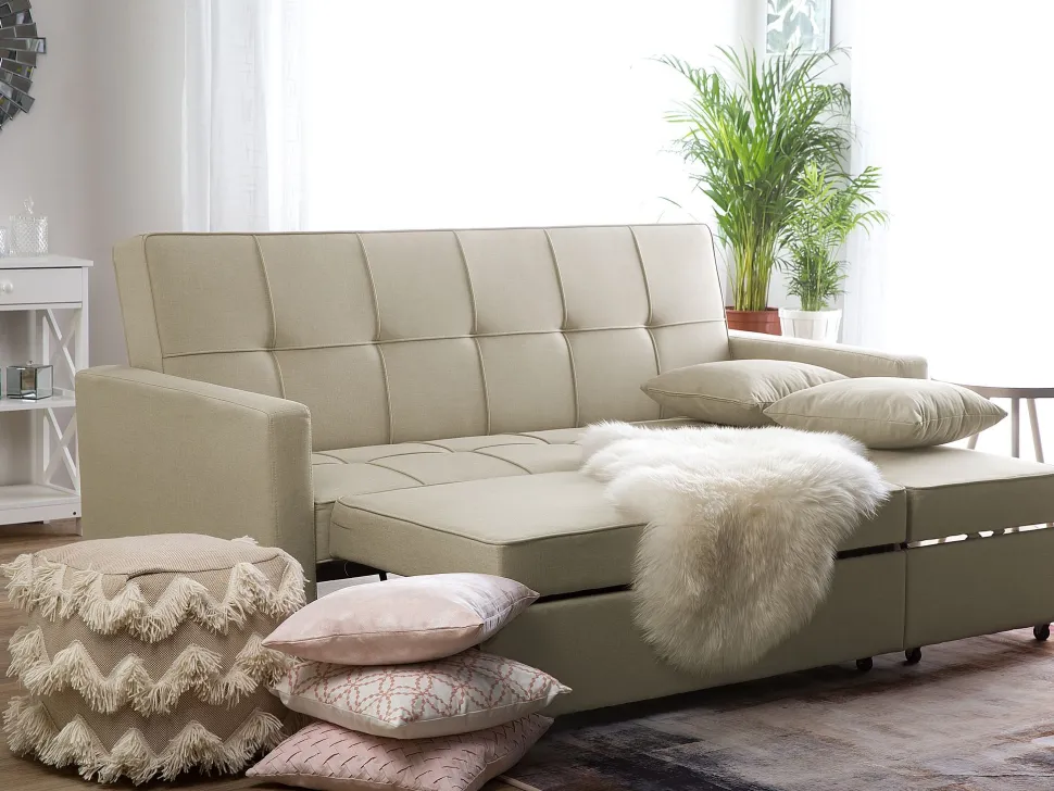 Fabric Sofa Bed Beige Glomma