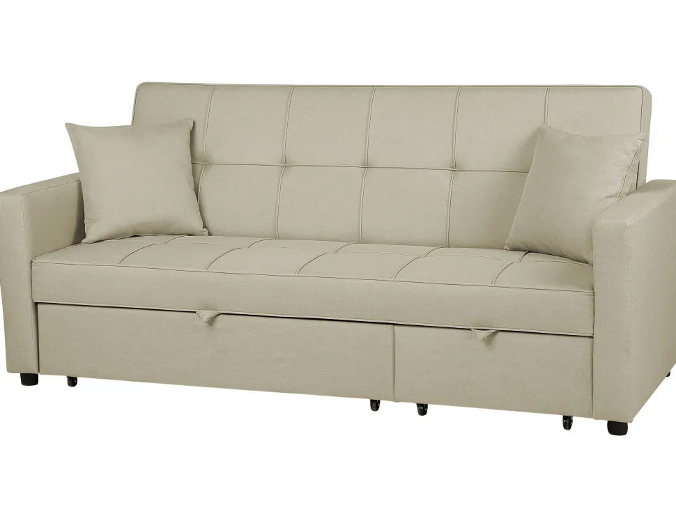 Fabric Sofa Bed Beige Glomma
