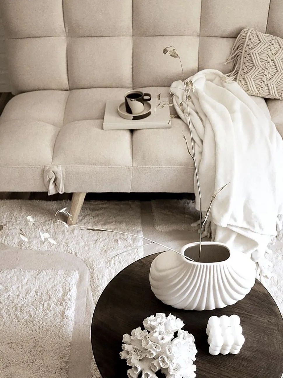 Fabric Sofa Bed Beige Ingaro
