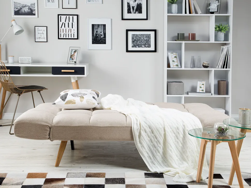 Fabric Sofa Bed Beige Ingaro