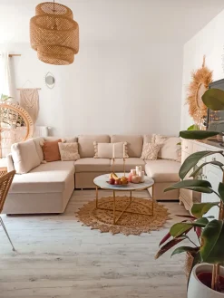 Fabric Sofa Bed Beige Karrabo