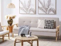 Fabric Sofa Bed Beige Tjorn