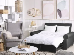 Fabric Sofa Bed Black Silda
