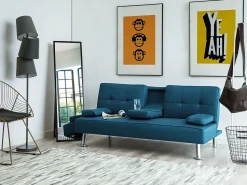 Fabric Sofa Bed Blue Roxen