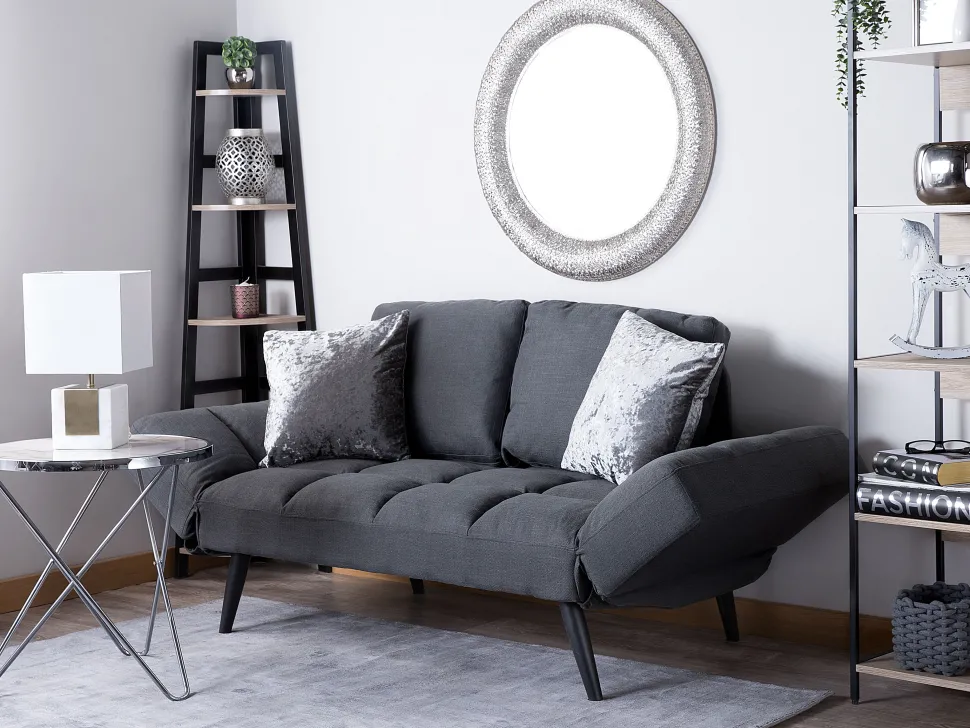 Fabric Sofa Bed Dark Grey Brekke