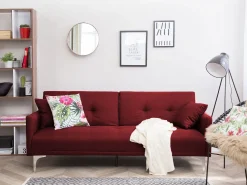 Fabric Sofa Bed Dark Red Lucan