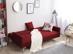 Fabric Sofa Bed Dark Red Lucan