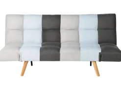 Fabric Sofa Bed Grey And Blue Patchwork Ingaro